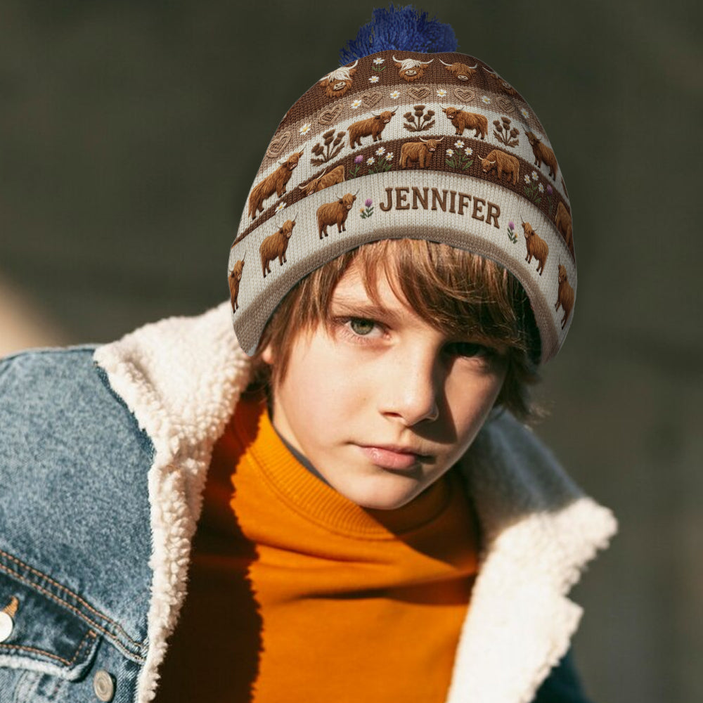 Vie à la ferme - Bonnet personnalisé vache des Highlands