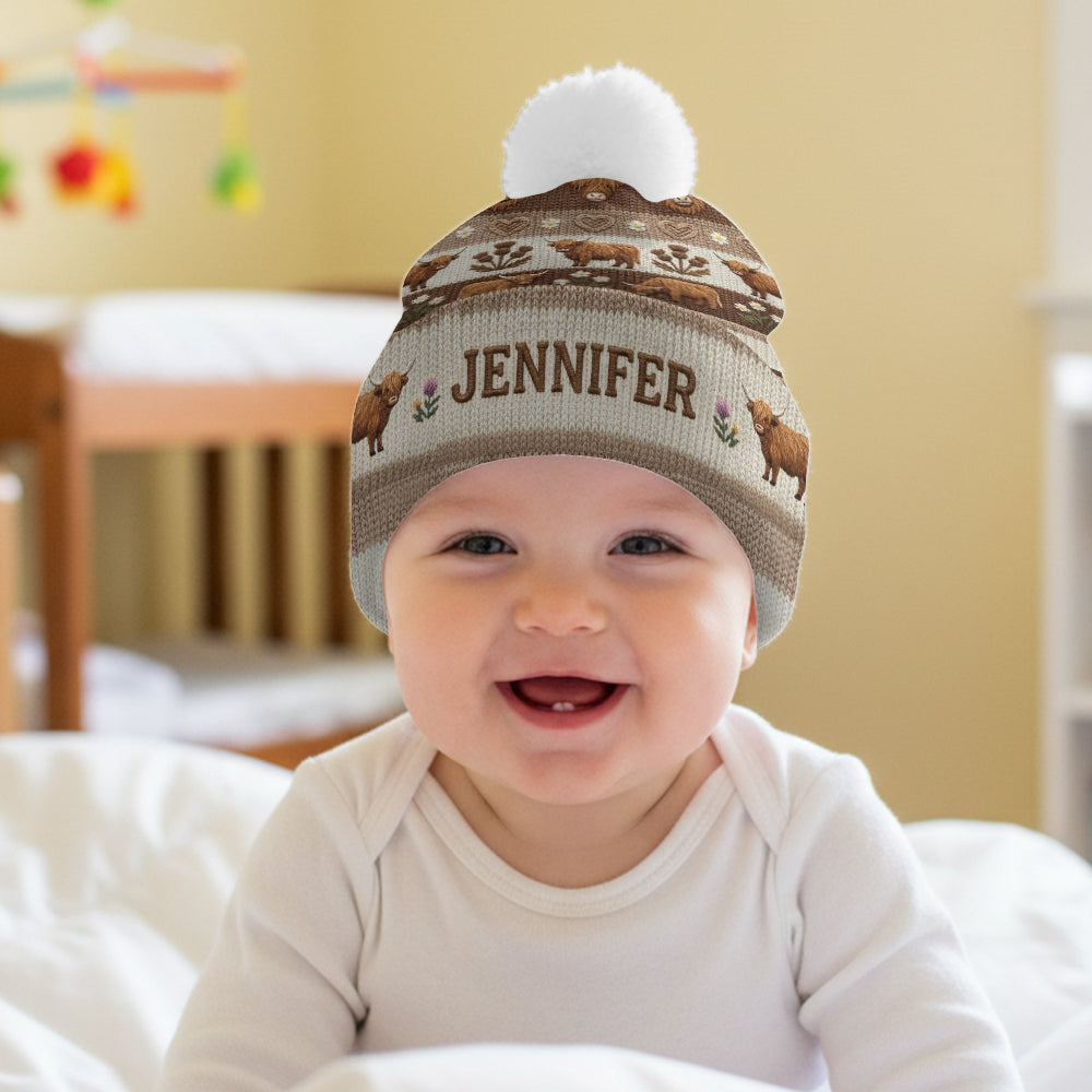Vie à la ferme - Bonnet personnalisé vache des Highlands