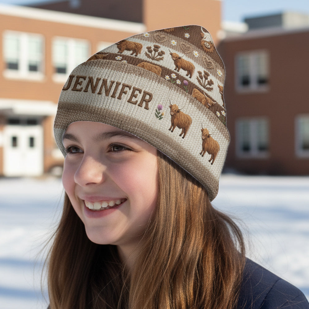 Vie à la ferme - Bonnet personnalisé vache des Highlands