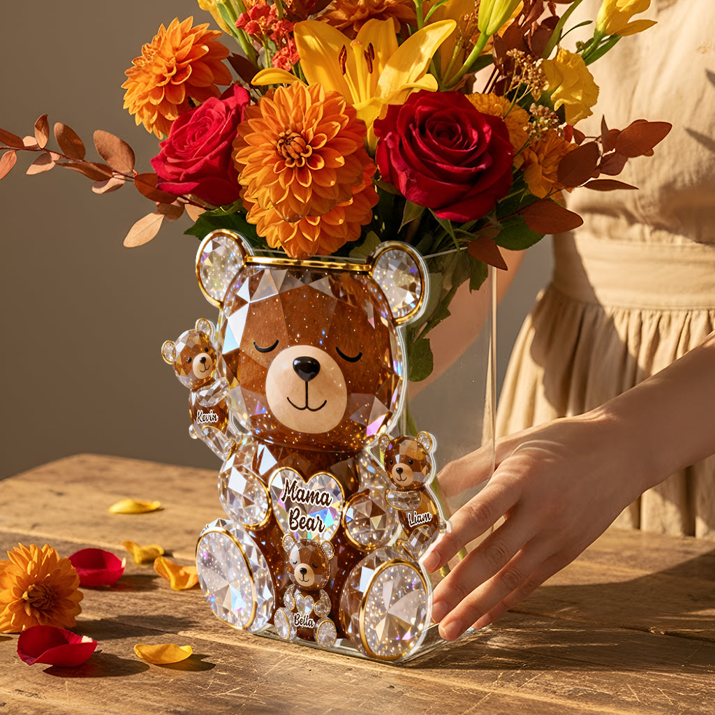 Sparkling Mama Bear - Personalized Bear Acrylic Pot