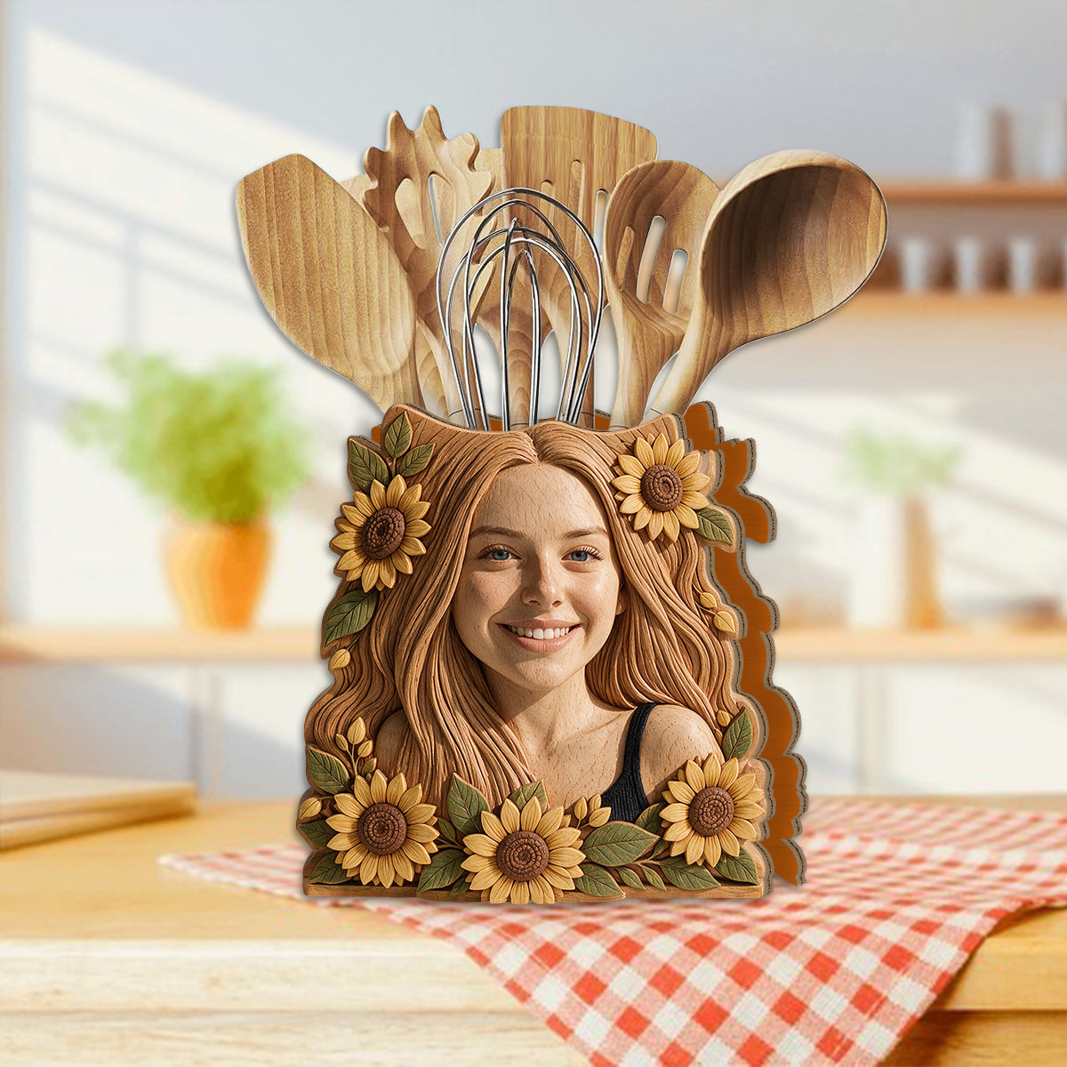 Porte-pinceaux de maquillage - Organisateur de bureau en bois personnalisé