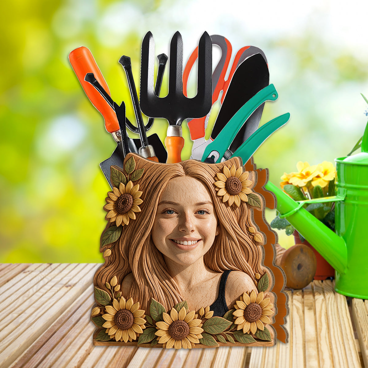Porte-pinceaux de maquillage - Organisateur de bureau en bois personnalisé