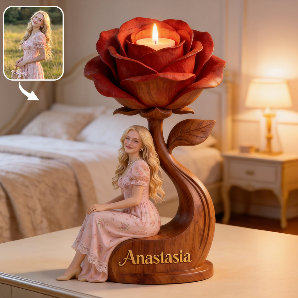 Illuminez-vous avec amour - Support de bougie en bois personnalisé
