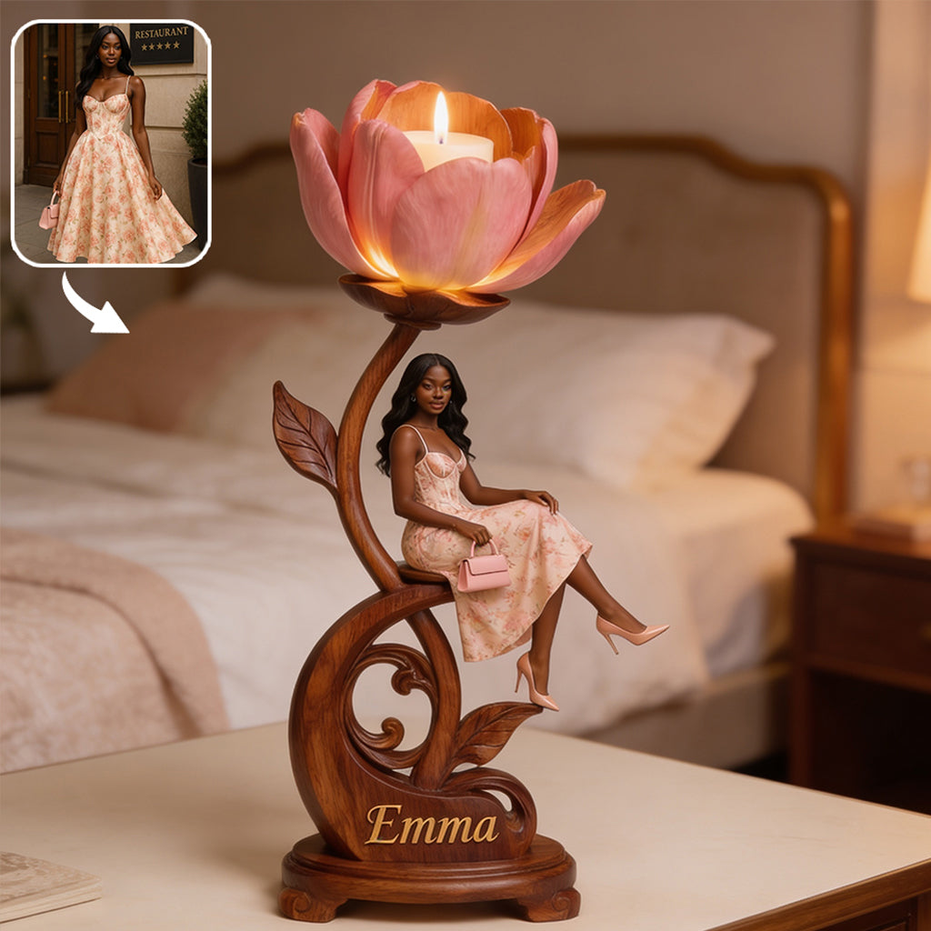 Illuminez-vous avec amour - Support de bougie en bois personnalisé
