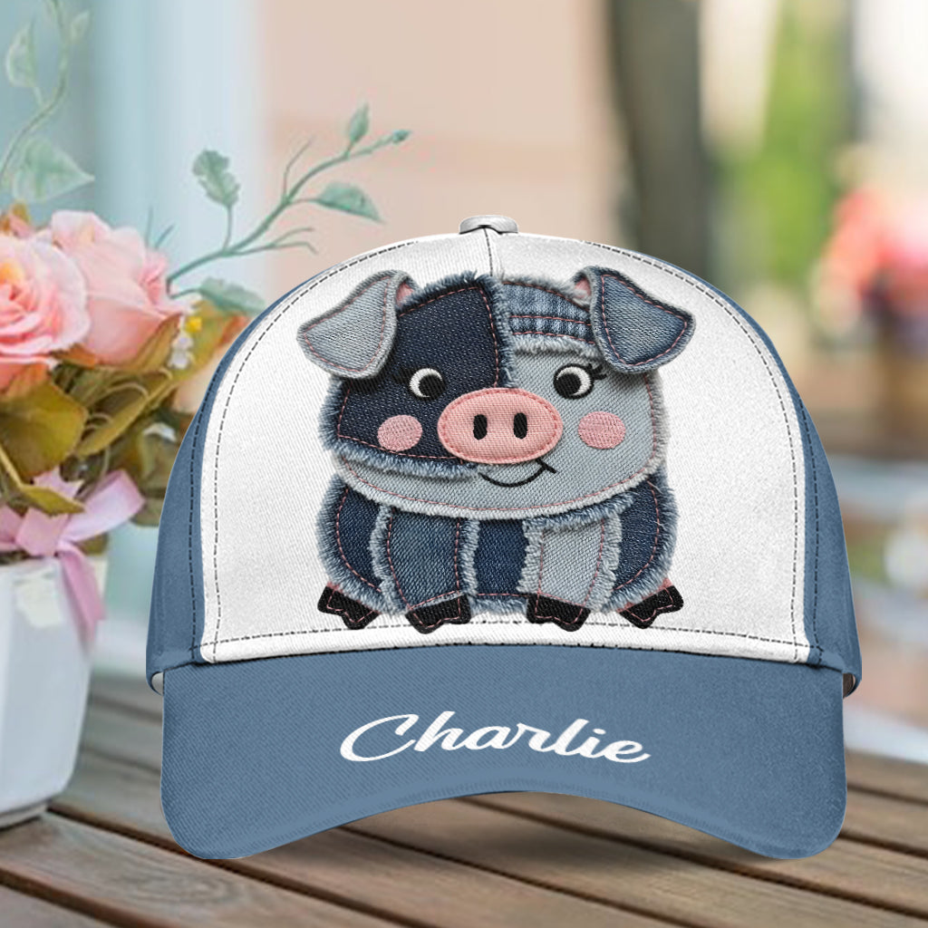 Cute Pig Denim Fabric Patches - Personalized Pig Lover Classic Cap