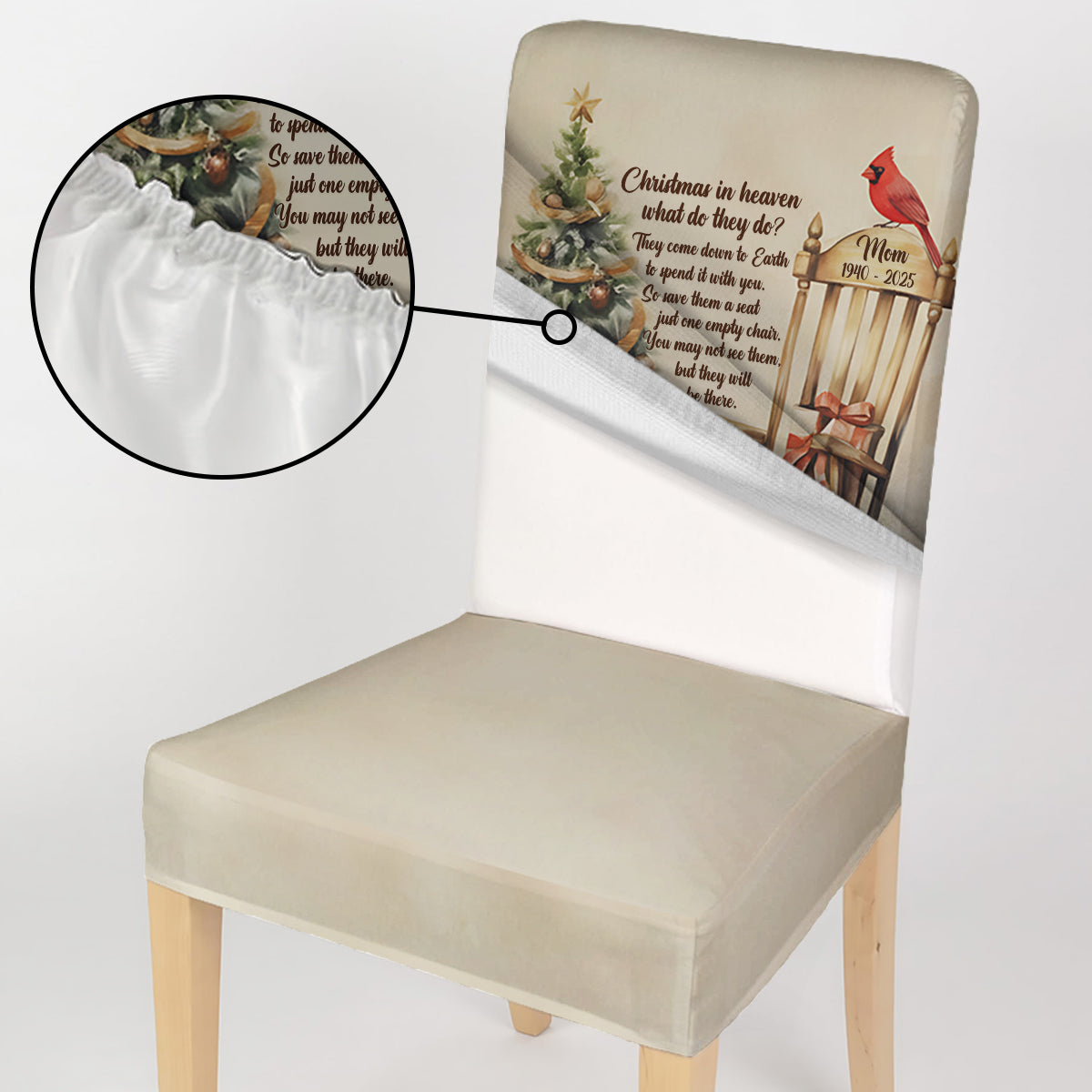 Christmas In Heaven Cardinal - Personalized Memorial Chair Cover Set