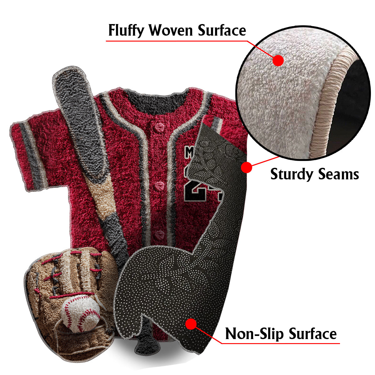 Baseball Life - Personalized Baseball Non-Slip Tufted Rug