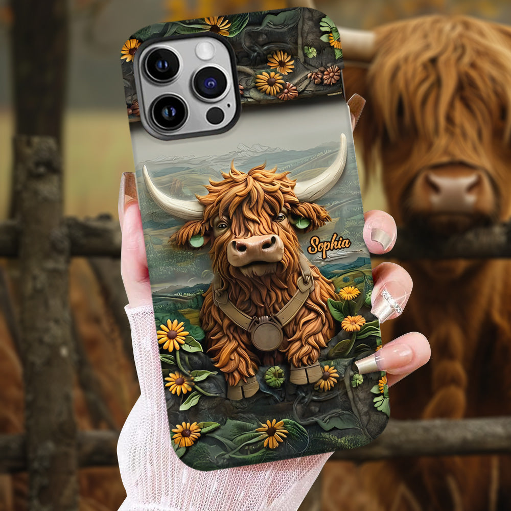 Coque de téléphone personnalisée avec imprimé vache des Highlands - Mignonne vache des Highlands