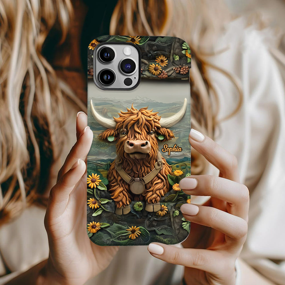 Coque de téléphone personnalisée avec imprimé vache des Highlands - Mignonne vache des Highlands