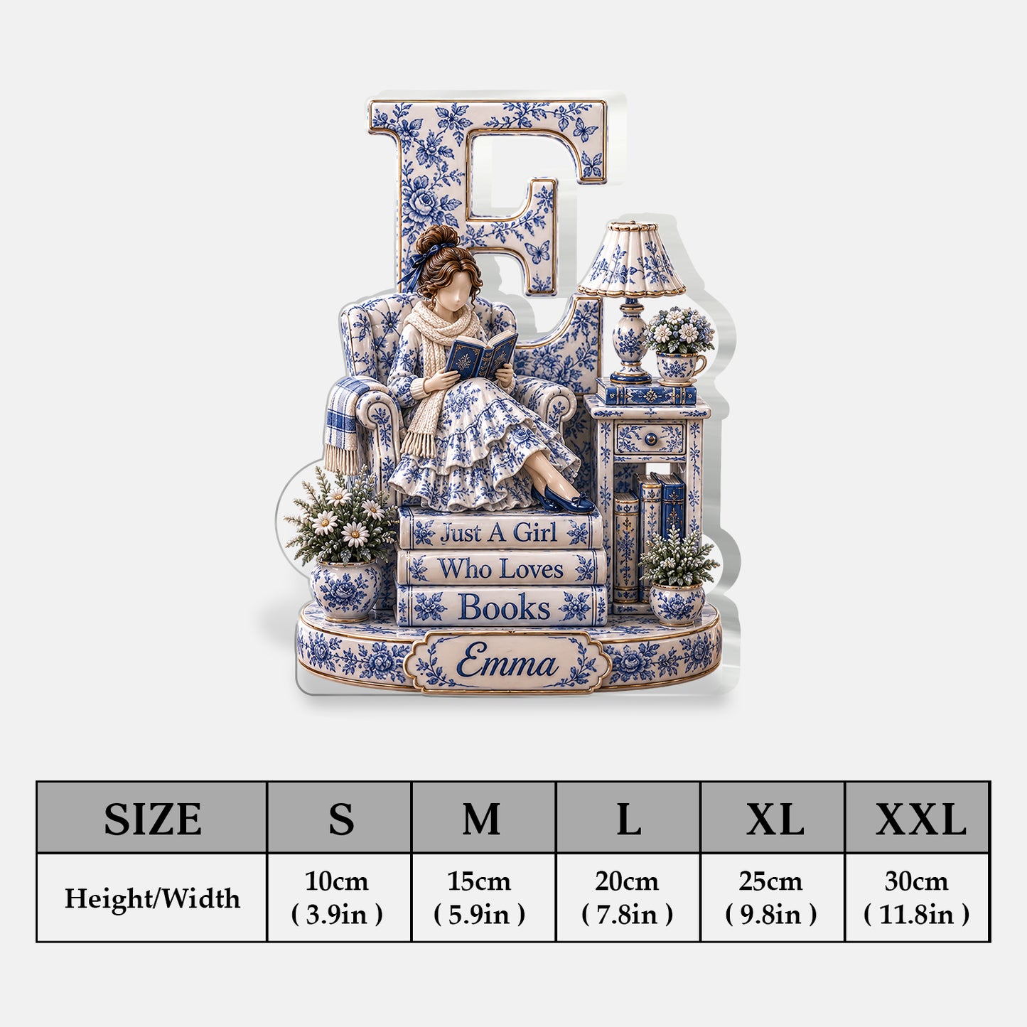 Love Reading Initail - Personalized Book 2-Side Printed Acrylic Plaque