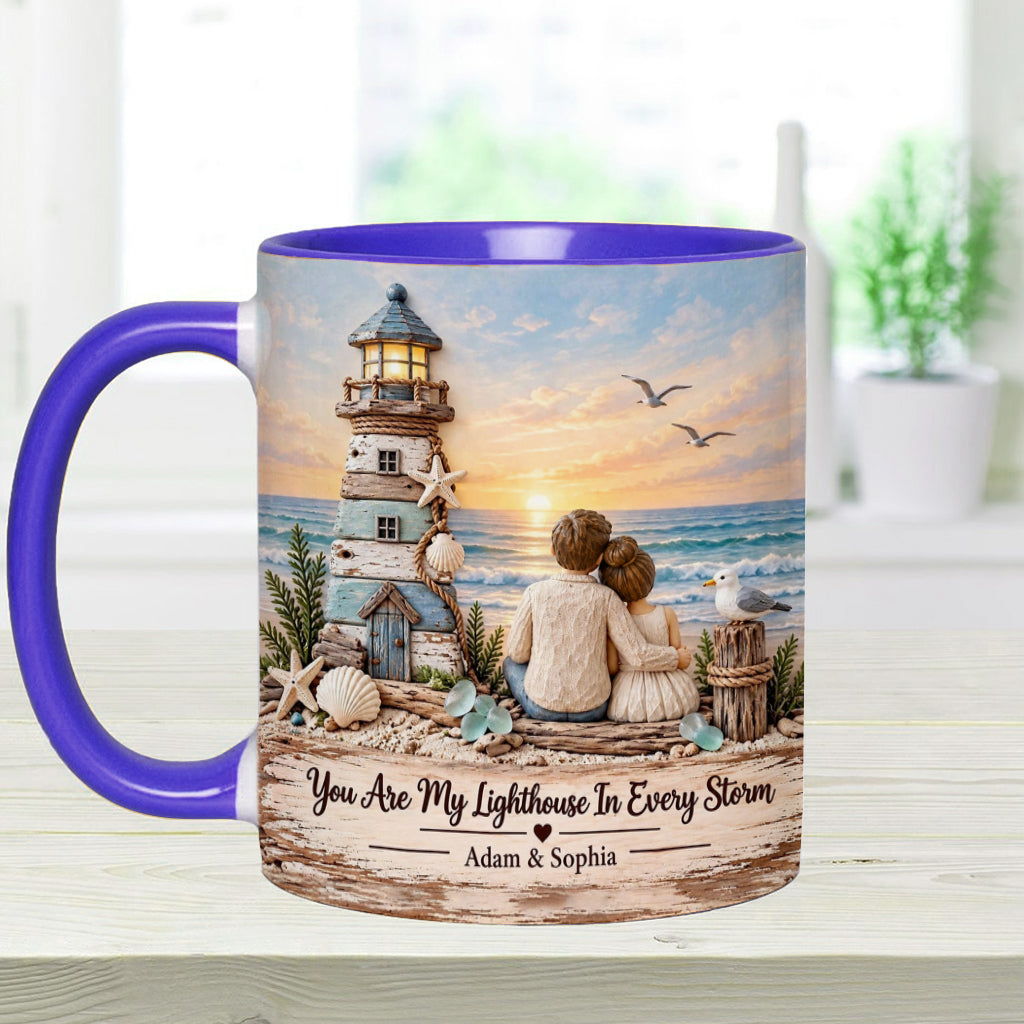 You Are My Lighthouse In Every Storm - Personalized Couple Accent Mug