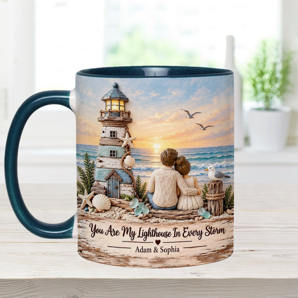 You Are My Lighthouse In Every Storm - Personalized Couple Accent Mug