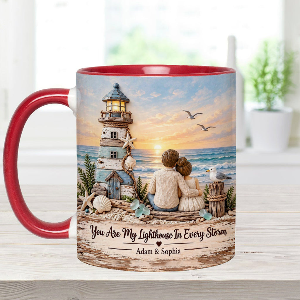 You Are My Lighthouse In Every Storm - Personalized Couple Accent Mug