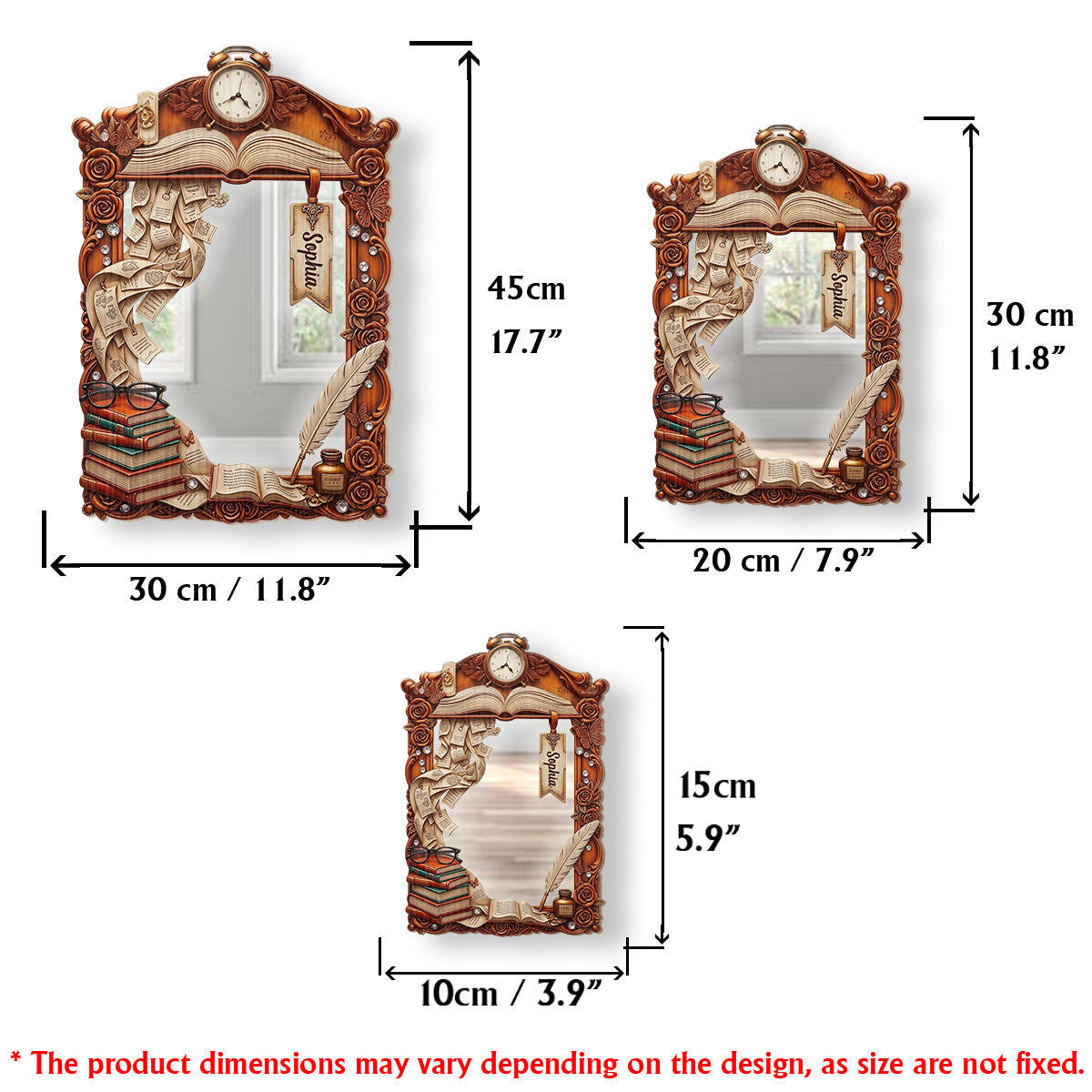 Passionné(e) de lecture - Miroir mural personnalisé en forme de livre