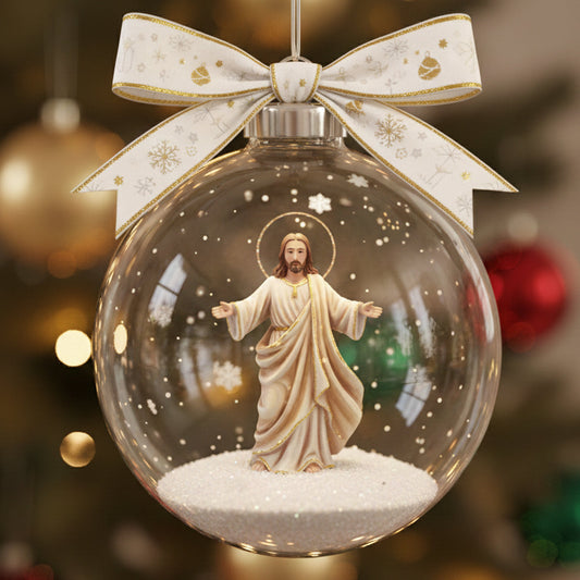 Be Still And Know That I Am God - Personalized Christian Snow Globe Ornament With Bow