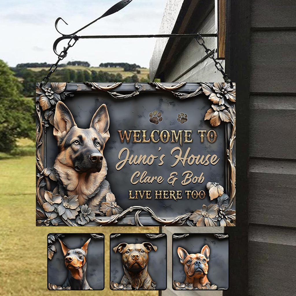 Welcome To Dog's House - Personalized Dog Rectangle Metal Sign