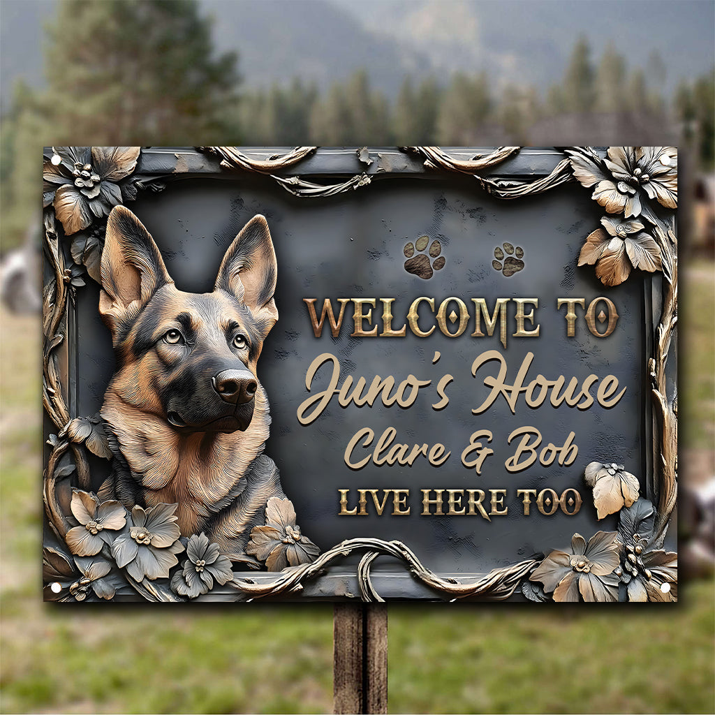 Welcome To Dog's House - Personalized Dog Rectangle Metal Sign