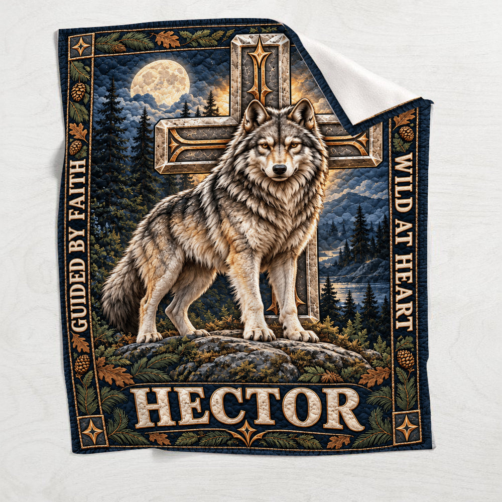Guided By Faith - Personalized Wolf Blanket