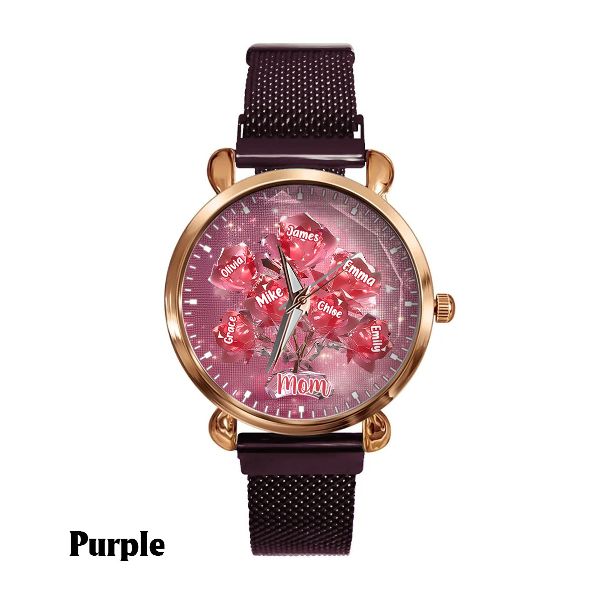 Each Rose Holds A Piece Of Your Heart - Personalized Mother Women Hand Watch
