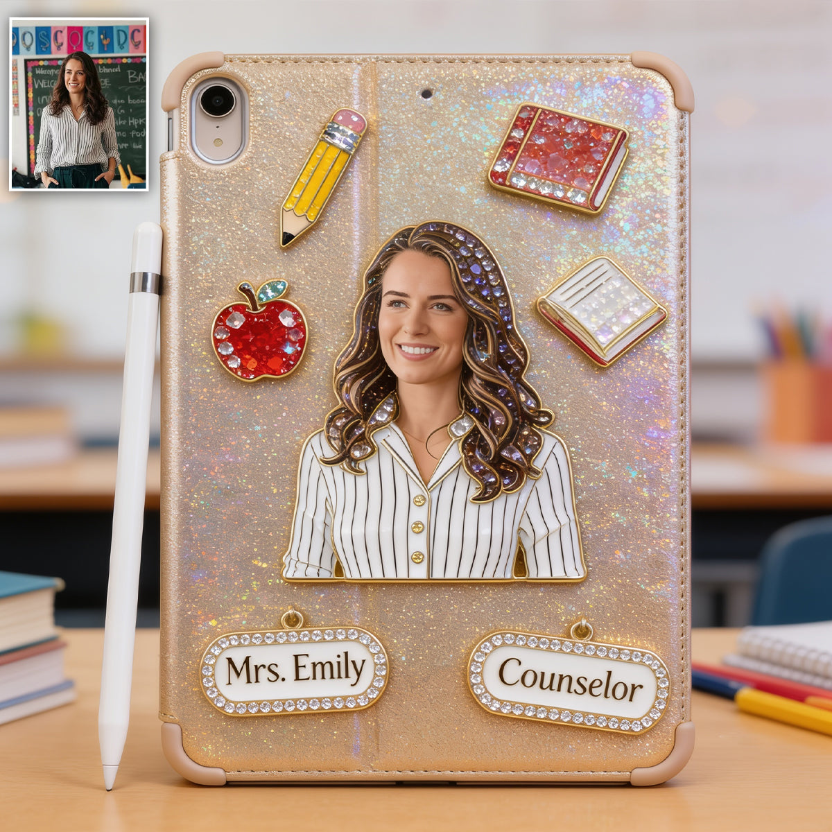 Best Teacher Ever - Personalized Teacher Tablet Cover With Pen Slot