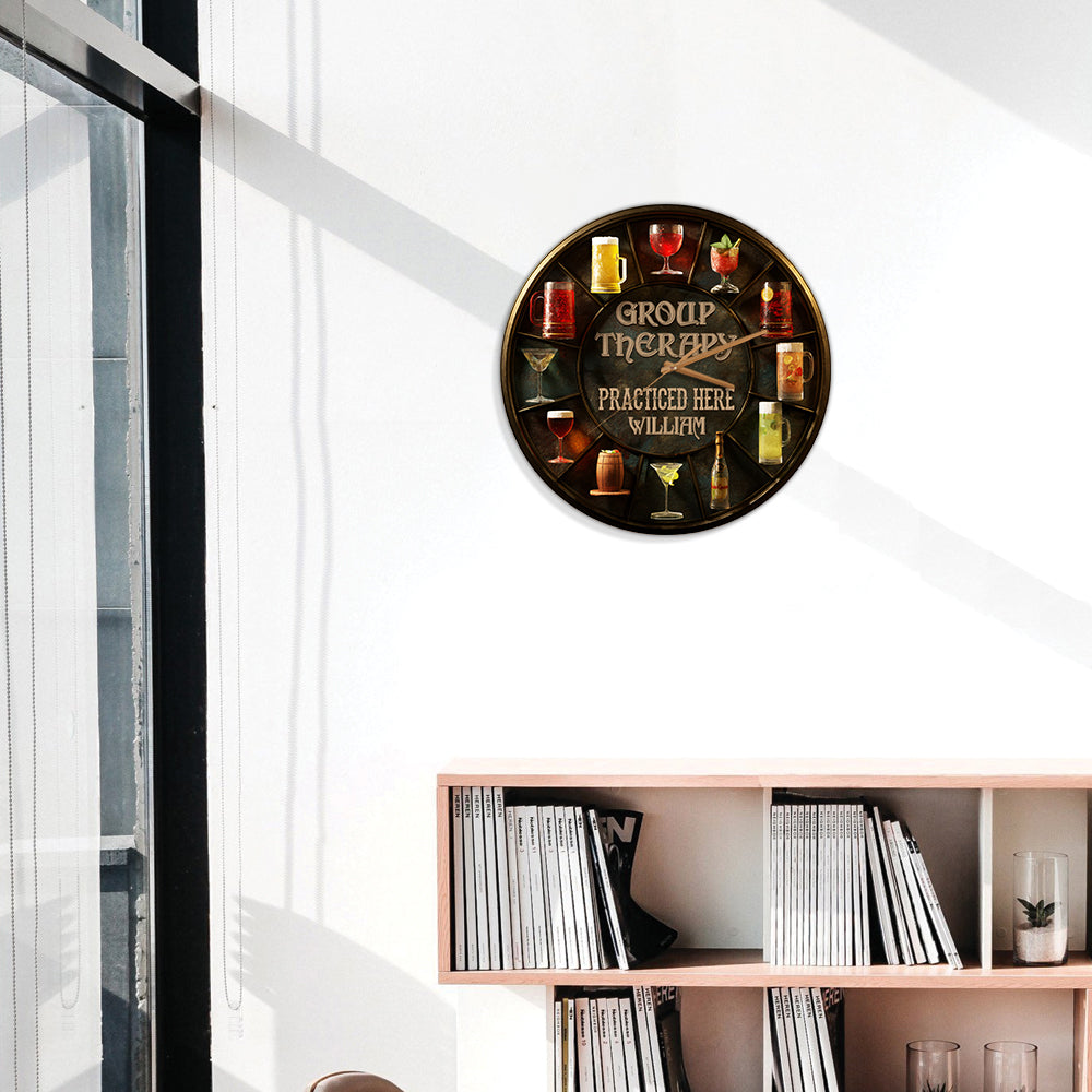 Group Therapy - Personalized Wine Wall Clock