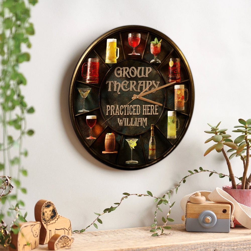 Group Therapy - Personalized Wine Wall Clock