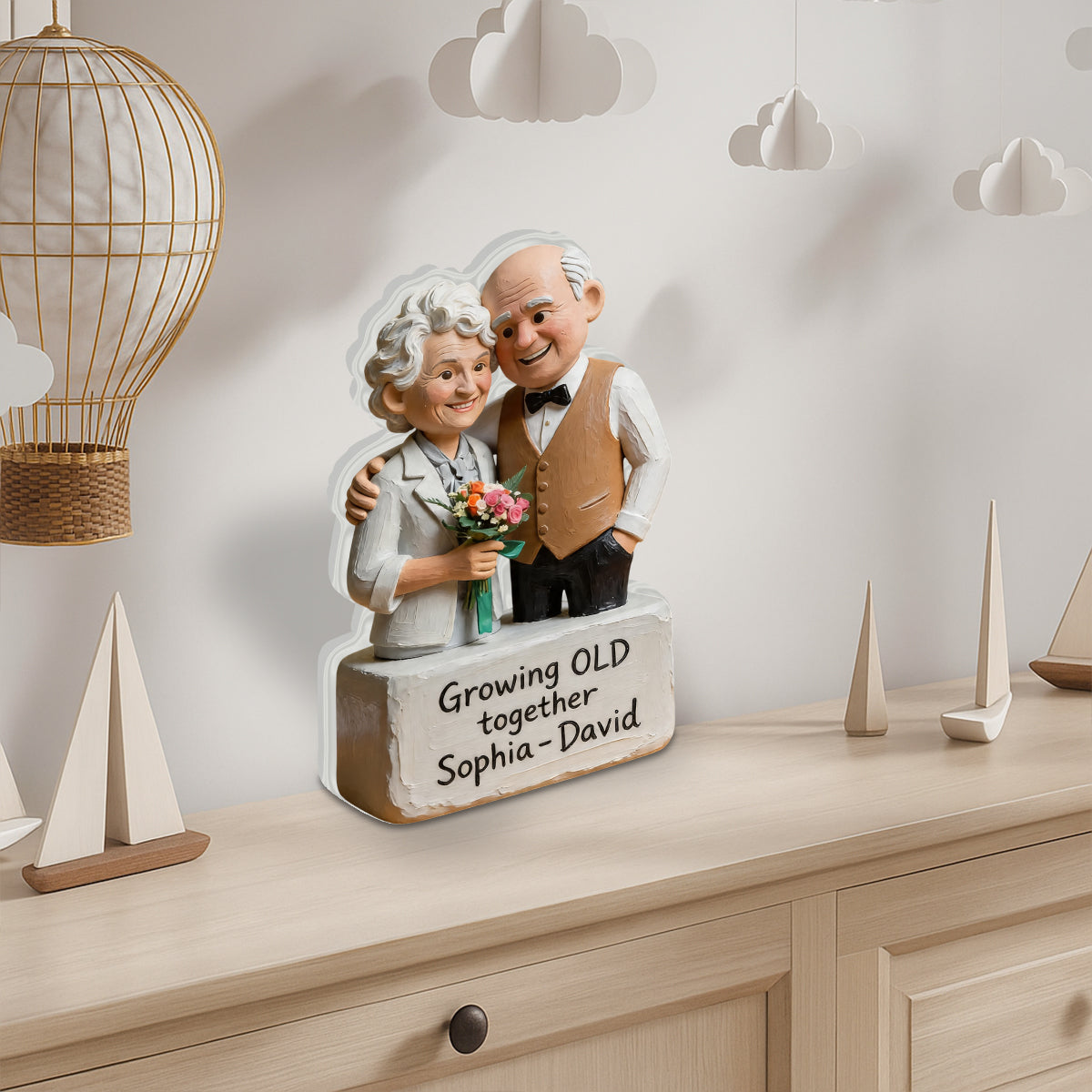 Je t'aime - Plaque en bois personnalisée en forme de couple