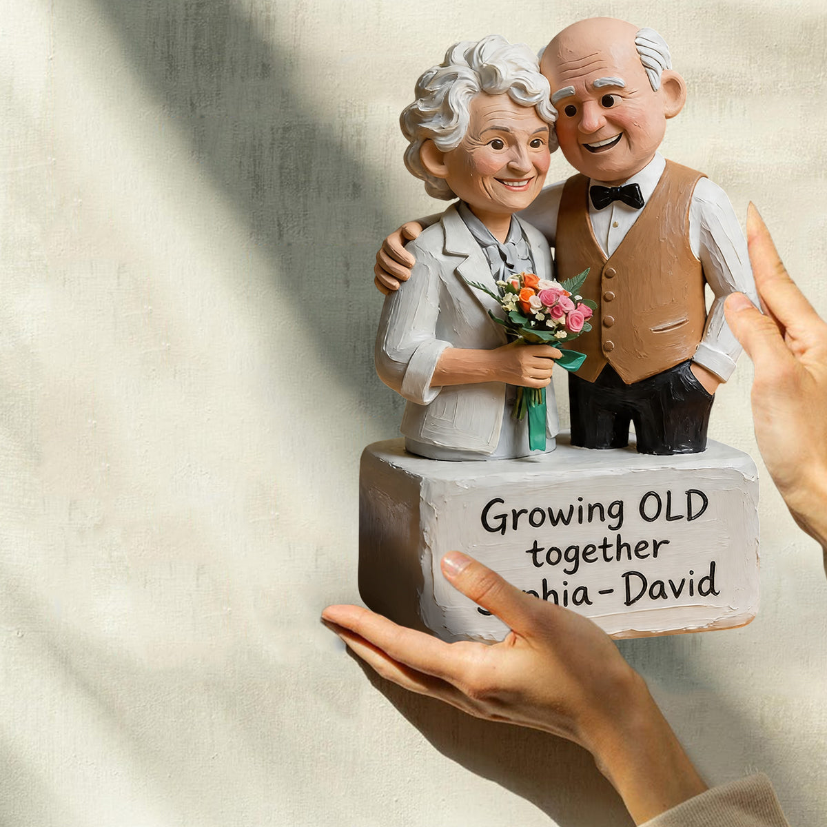 Je t'aime - Plaque en bois personnalisée en forme de couple