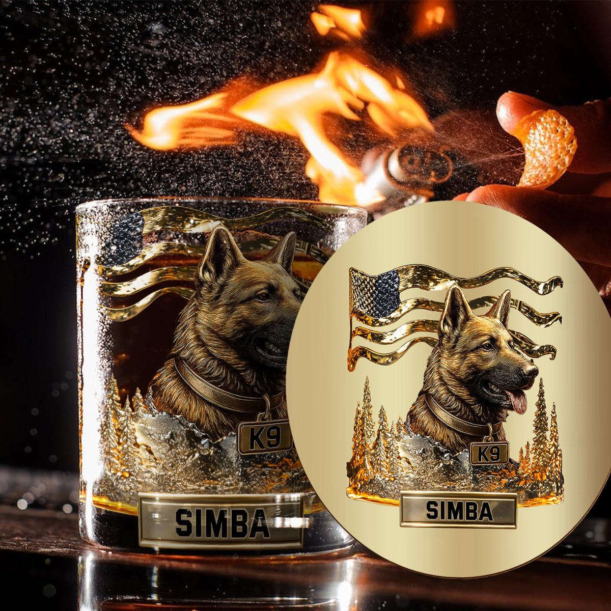 Love My Dog - Personalized German Shepherd Dog Whiskey Glass
