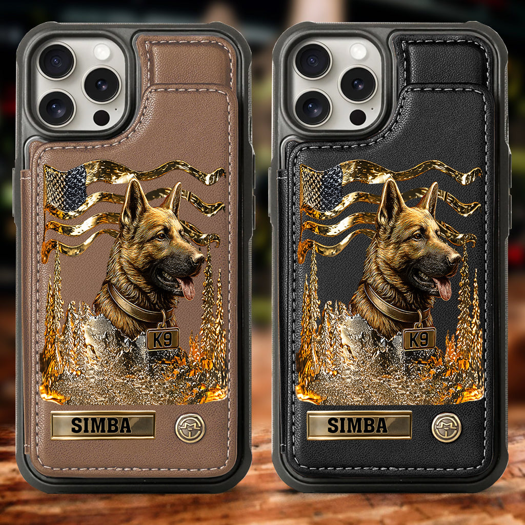 J'aime mon chien - Étui portefeuille/téléphone personnalisé avec un berger allemand
