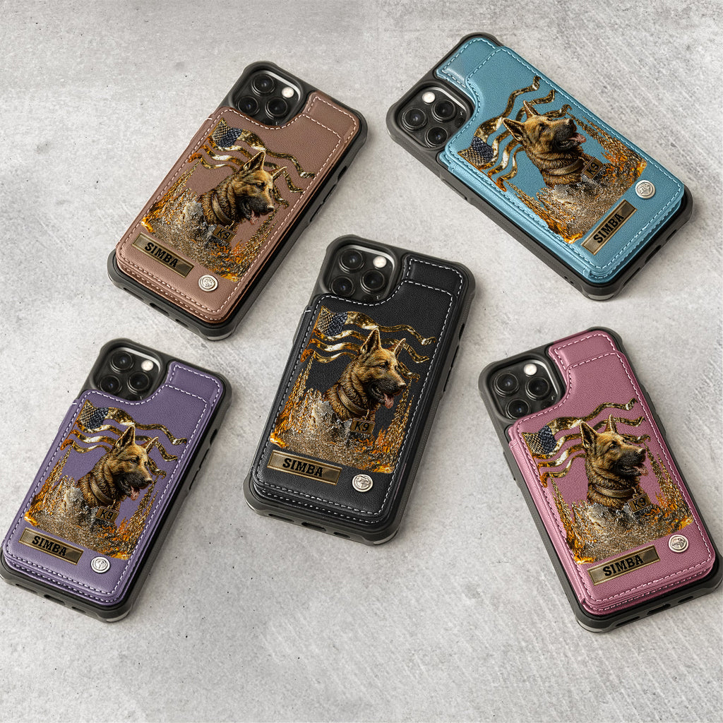 J'aime mon chien - Étui portefeuille/téléphone personnalisé avec un berger allemand