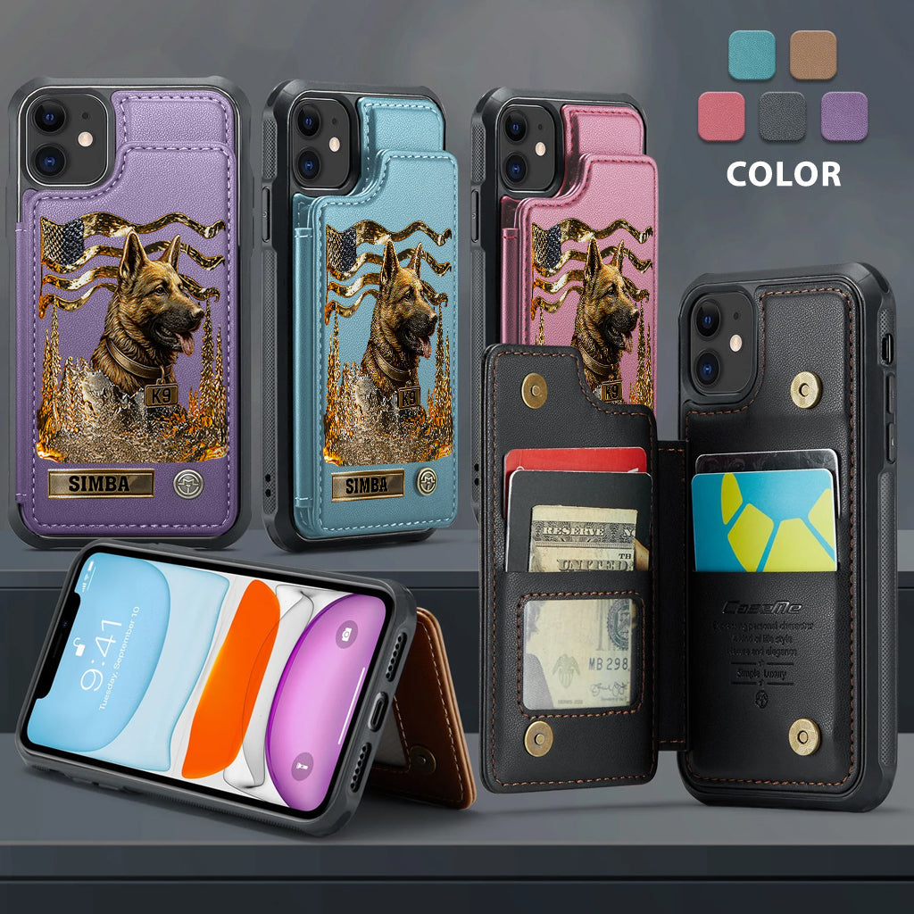 J'aime mon chien - Étui portefeuille/téléphone personnalisé avec un berger allemand