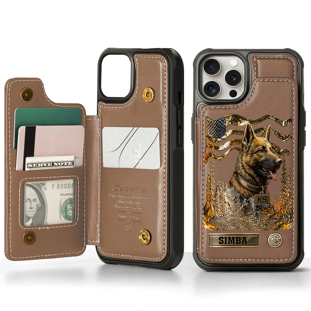 J'aime mon chien - Étui portefeuille/téléphone personnalisé avec un berger allemand