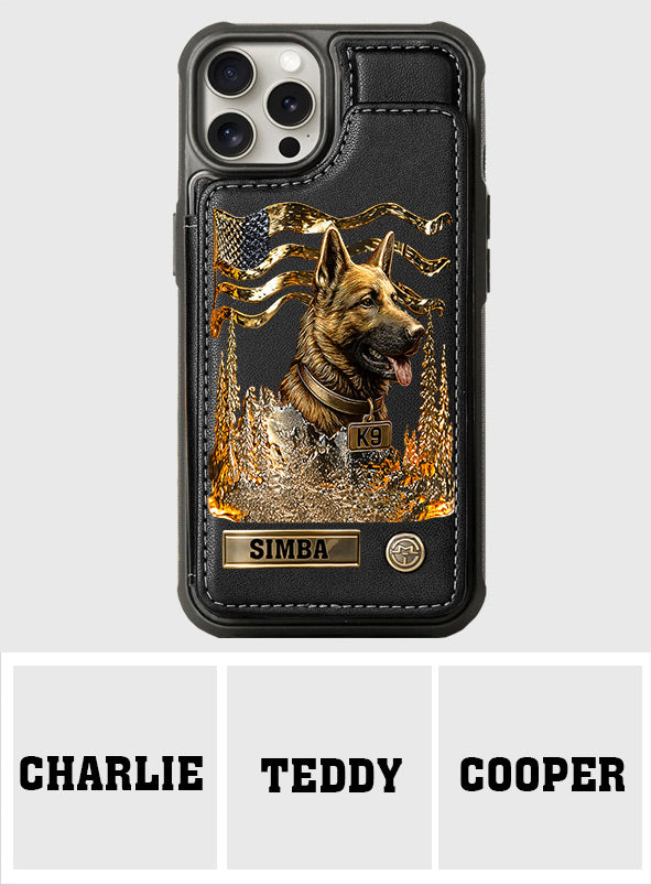 J'aime mon chien - Étui portefeuille/téléphone personnalisé avec un berger allemand