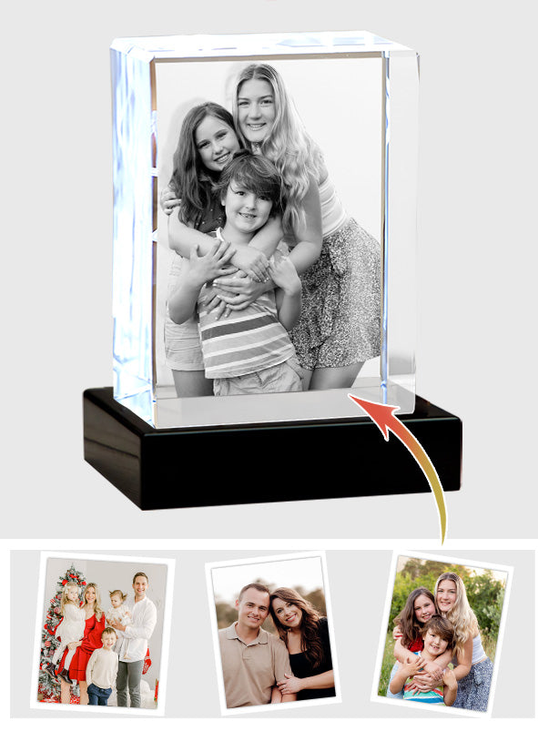 Custom Photo - Personalized Kid Laser Engraving 3D Cuboid Shaped Crystal Lamp