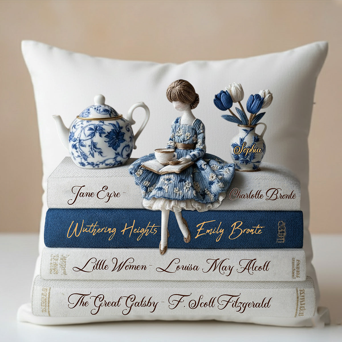 Coussin décoratif personnalisé « J’aime les livres »