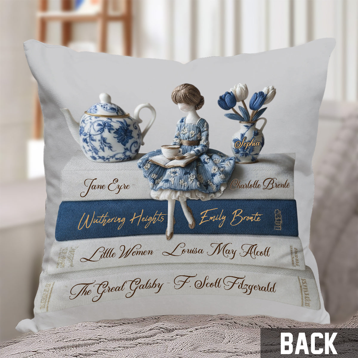 Coussin décoratif personnalisé « J’aime les livres »