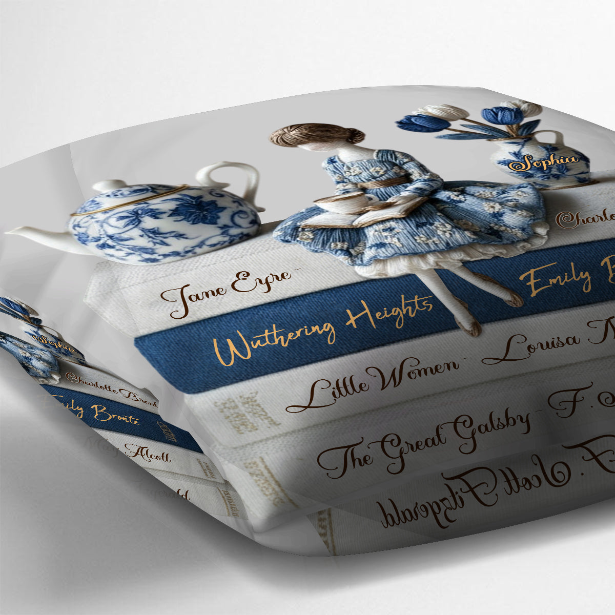 Coussin décoratif personnalisé « J’aime les livres »