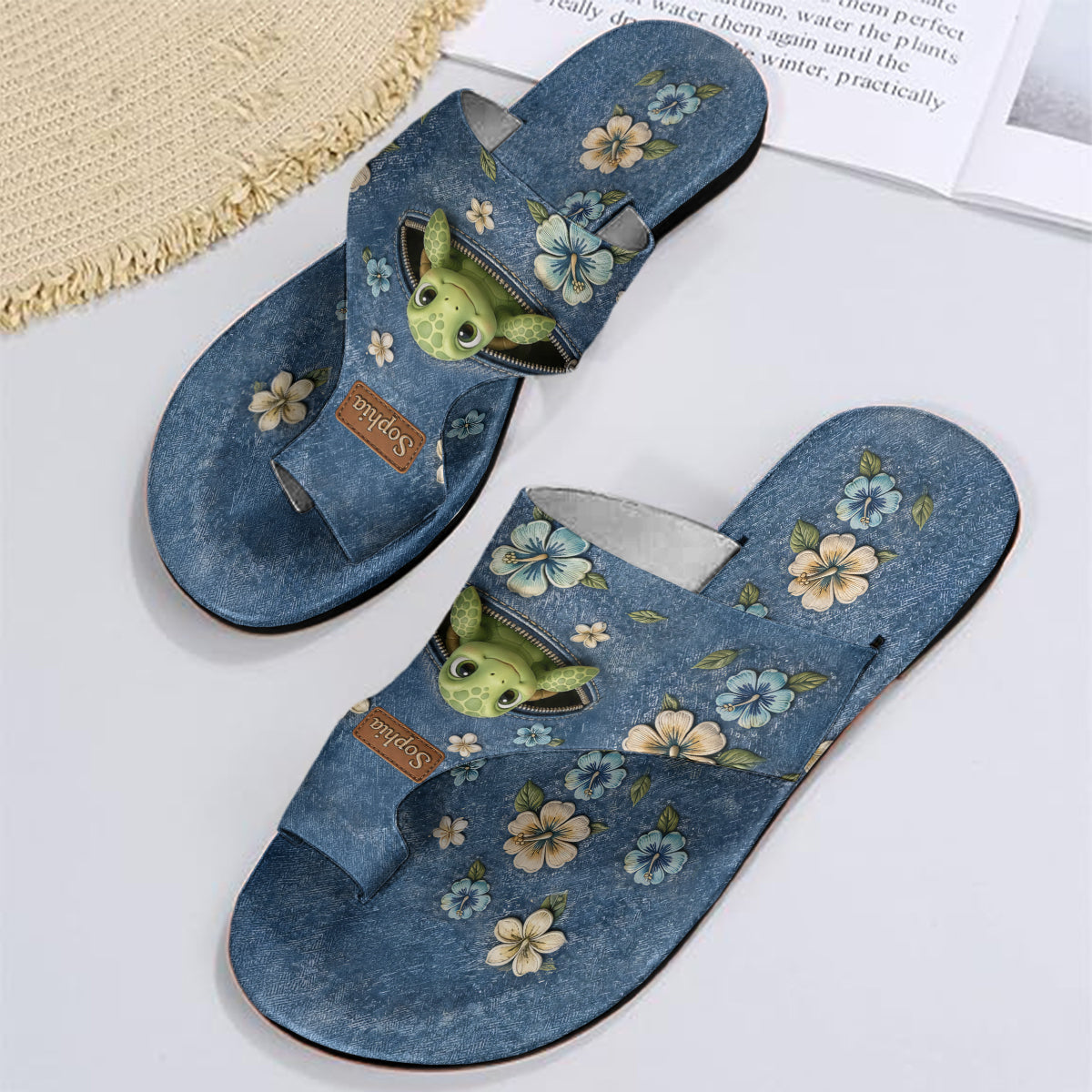 Tongs Tortue - Sandales Ouvertes Personnalisées