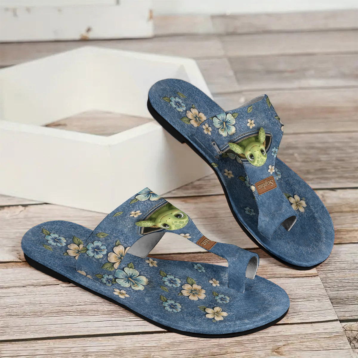Tongs Tortue - Sandales Ouvertes Personnalisées