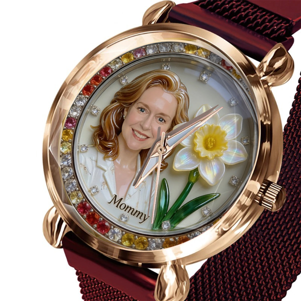 Custom Any Photo & Birthmonth Flower - Personalized Self Love Women Hand Watch