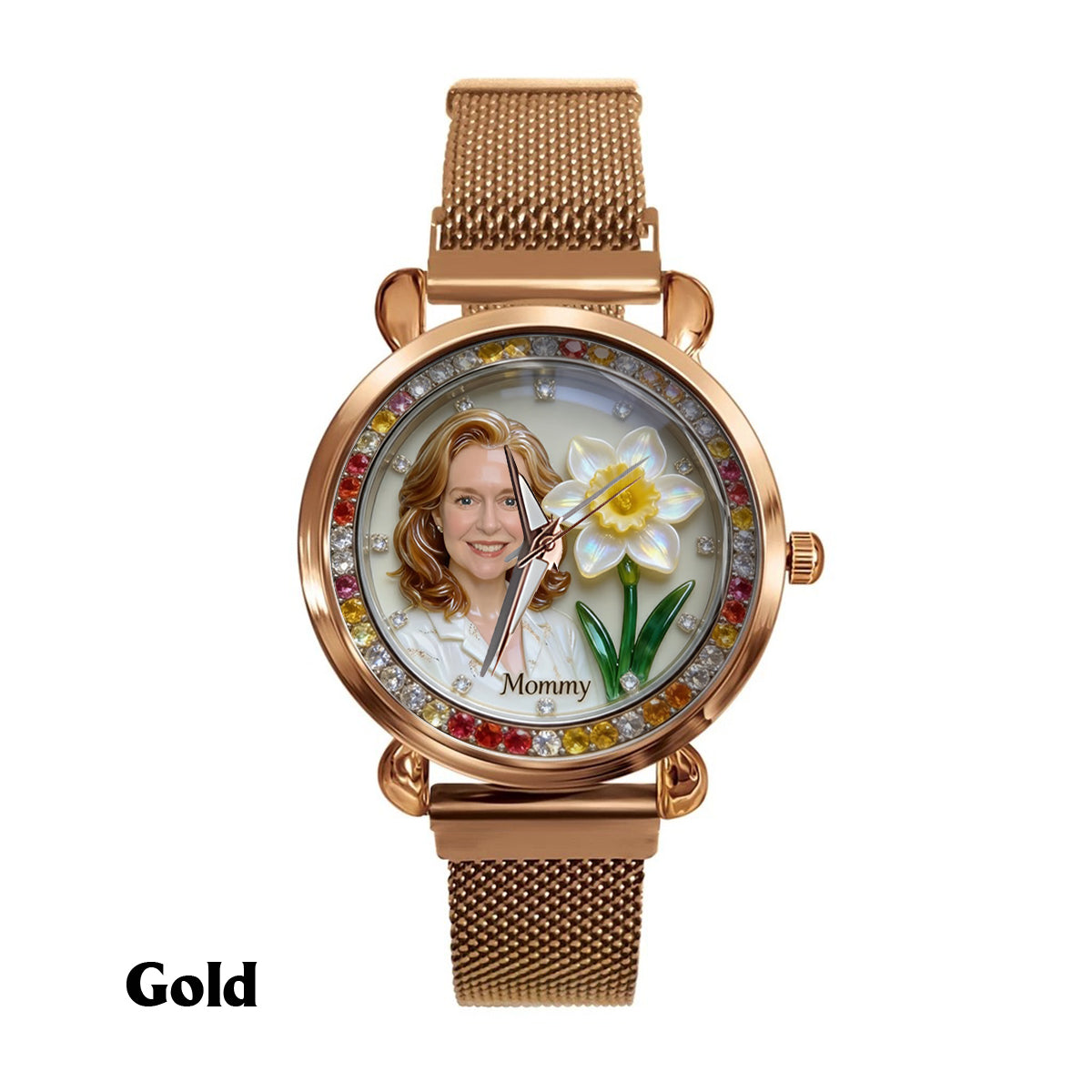 Custom Any Photo & Birthmonth Flower - Personalized Self Love Women Hand Watch