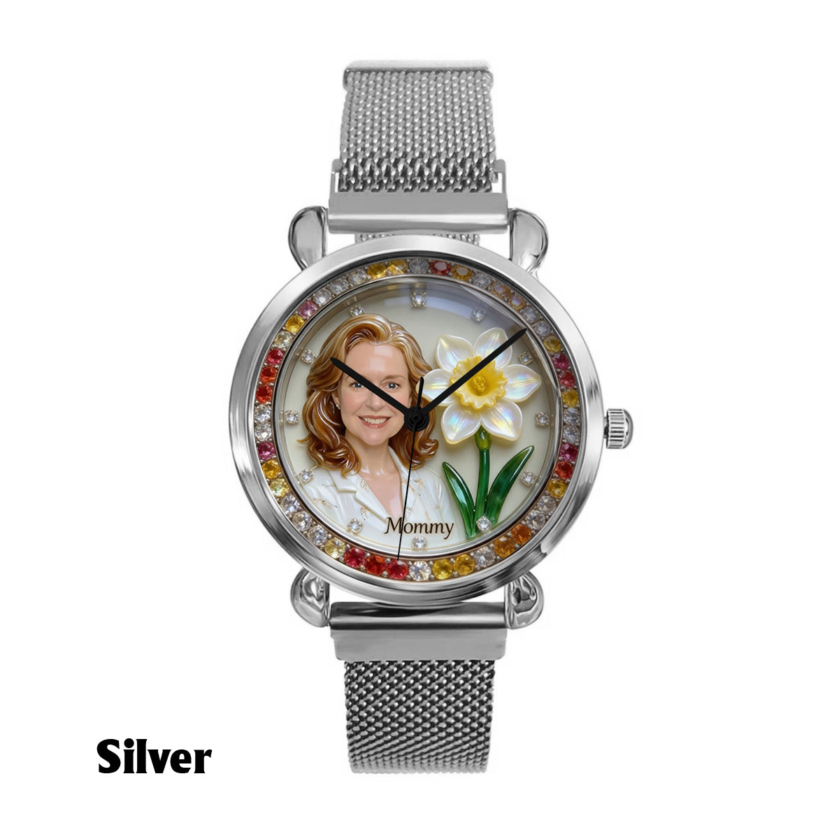 Custom Any Photo & Birthmonth Flower - Personalized Self Love Women Hand Watch