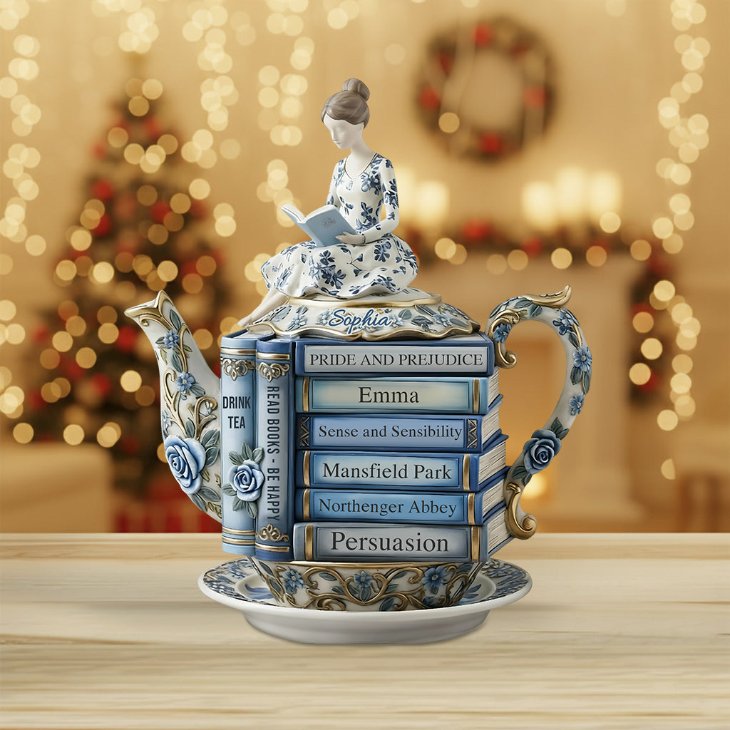 Book & Tea Loving Girl - Personalized Book Custom Shaped Acrylic Plaque