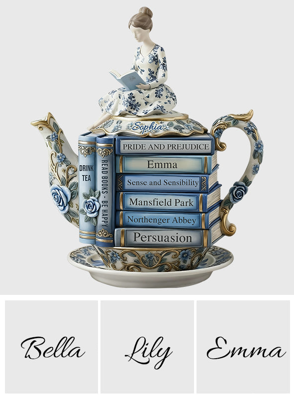 Book & Tea Loving Girl - Personalized Book Custom Shaped Acrylic Plaque