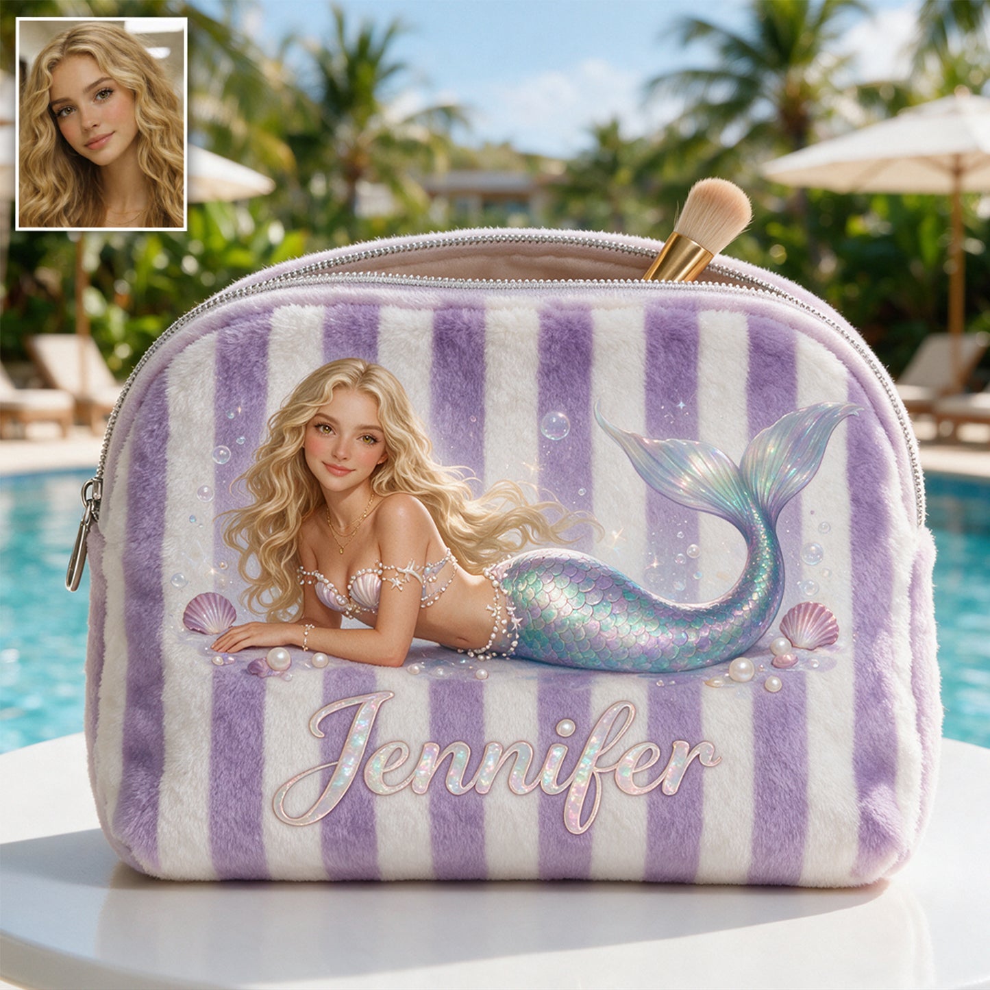 Makeup Bag Travel Pouch - Personalized Makeup Plush Pouch