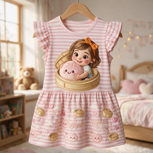 Cadeau de Nouilles Pailletées Amusant pour Enfant - Robe à Manches Volantes Personnalisée