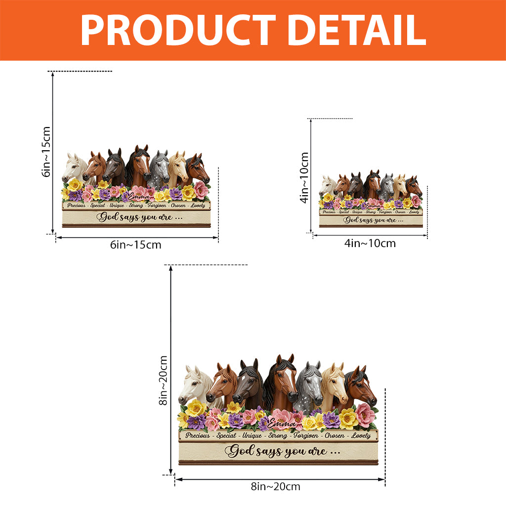 Dieu dit que tu l'es - Plaque acrylique personnalisée en forme de cheval