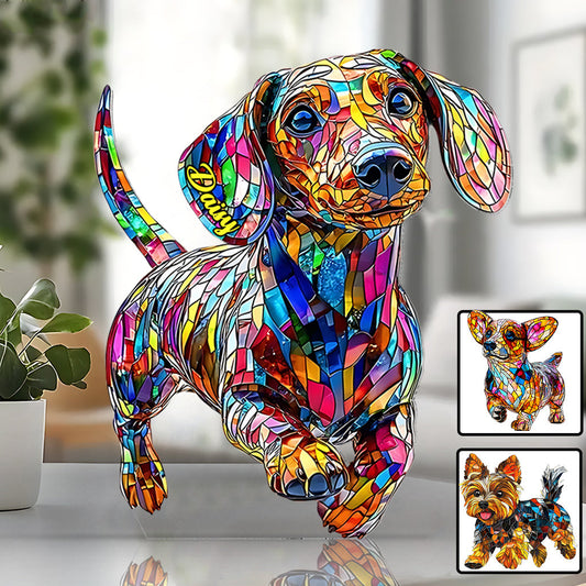 J'aime mon chien - Plaque acrylique personnalisée en forme de chien