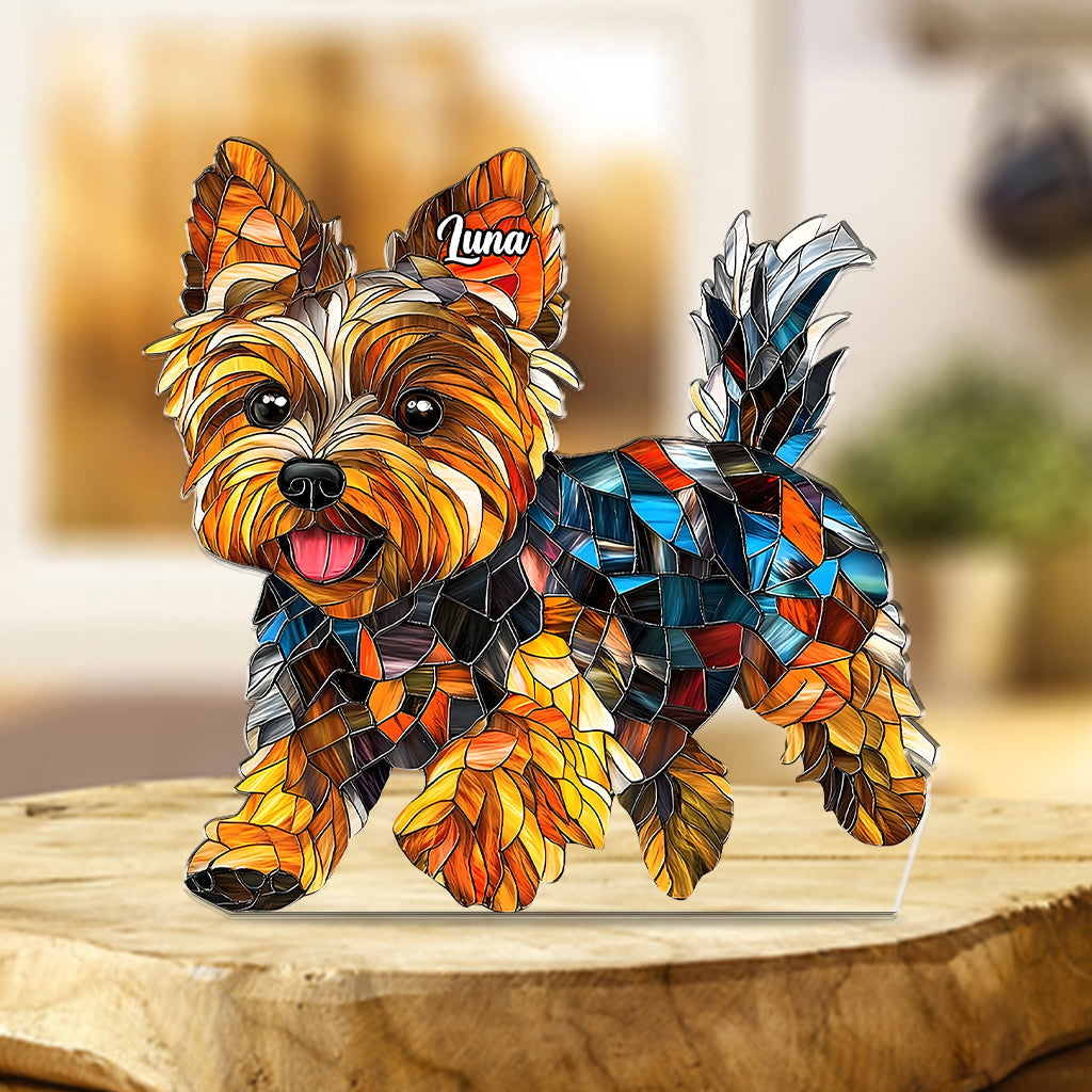 J'aime mon chien - Plaque acrylique personnalisée en forme de chien